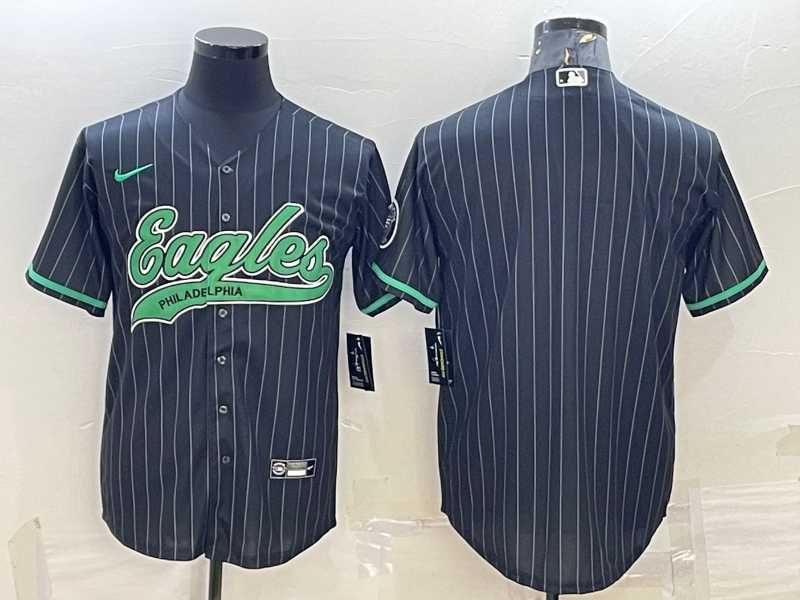 Mens Philadelphia Eagles Blank Black With Patch Cool Base Stitched Baseball Jersey